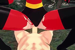 See through Elastigirl in a forest fuck scene