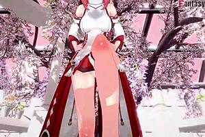 New animated hentai with Yae Miko in action