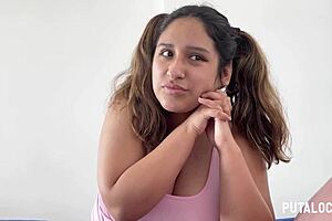 Chubby Latina gets messy while riding and swallowing cum