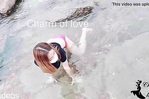 Beautiful Asian woman gets hardcore doggystyle sex from camera