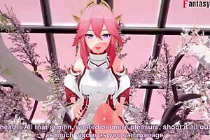 New animated hentai with Yae Miko in action