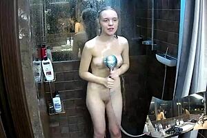 Two girlfriends bathing together in a friend’s hidden camera installed bathroom