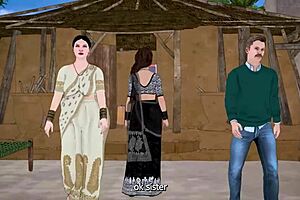 Hot curvy bhabhi gets caught in steamy threesome action