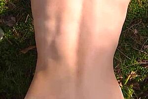 Beautiful woman with perfect figure gets cum in her ass while outdoors