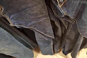 Hairy Italian stepmum's solo show in a clothing store