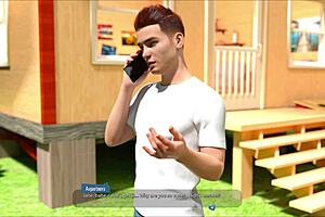 Playing a visual novel game with hot girls in it