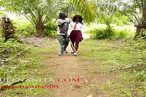 African American girl gets fucked by a stranger outdoors