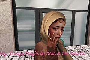 Asian Muslim woman gets hard cocked by black security guard