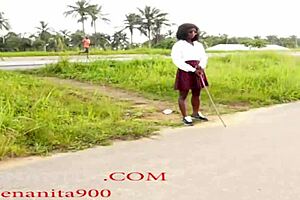 African American girl gets fucked by a stranger outdoors