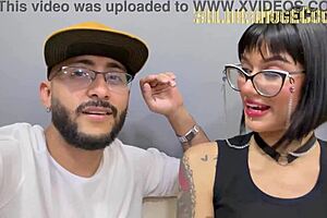 Hot Latina teen with tattoos sucks and swallows cum