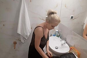 Jenny the blonde getting ready for the disco night
