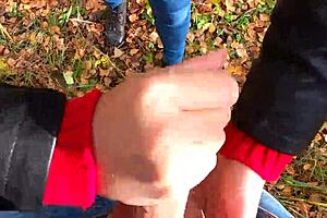 Caught jerking off in public: Risky pleasure with a teen