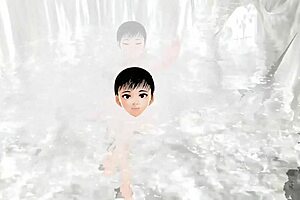 Leo Anime girl enjoys a solo bath in a hidden part of the Onsen