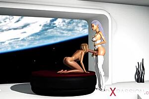 3D Hentai featuring Futanari sex in outer space