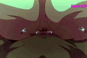 Handjob and cum shot in animated hentai