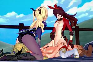 3D animated hentai featuring two archer girls in action