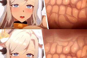 Side by side comparison of vanilla and futa hentai in 2D animation