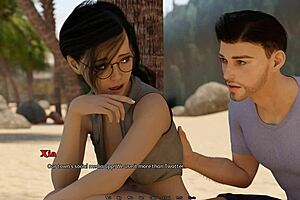 3D cartoon featuring an intense orgasm with a blue otter