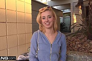 Haley Reed, an amateur porn actress, gives a rough blow job to our Bang Productions’ producer