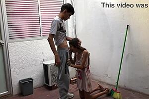 Skinny amateur gets dominated and filled with cum on camera