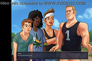Steamy anime game with curvy teens and big tits