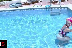 Hot girl gets fucked hard in the pool and then in the bedroom