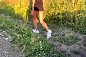 Young girlfriend with natural tits gets pissing and fucking scene