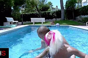 Hot girl gets fucked hard in the pool and then in the bedroom
