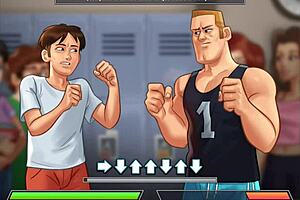 Steamy anime game with curvy teens and big tits