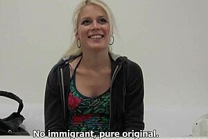 Czech beauty Sandra’s authentic outdoor interview and POV experience