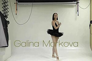 Flexible black ballerina shows off her moves in a nude softcore video