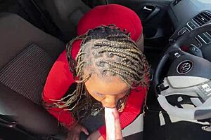 Beautiful black horny beauty gets her desire fulfilled in a car sex act