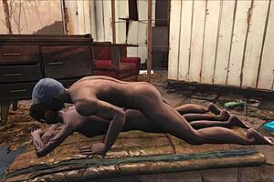 3D animated hentai with an old man and a skinny woman in Fallout 4 setting