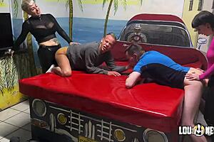 Female domination and pegging in a bisexual group session