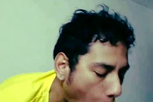 Savoring the tasty shaft of this hairy stud's cock