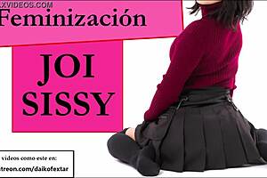 Sissy JOI in a miniskirt with a condom on top of it