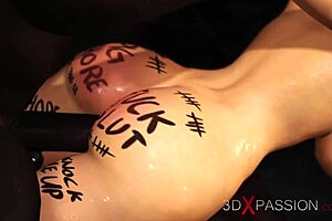 3D cartoon of a big tits slut getting fucked hard