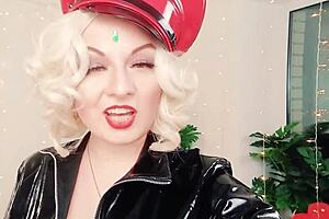 Rough femdom JOI with curvy MILF Arya Grander in PVC