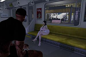 Big tits bouncing while getting fucked on the train