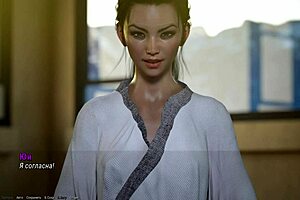 Beautiful Asian woman in 3D cartoon world with big nipples and pussy