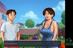 Cum on the big tits of a curvaceous MILF in Summertime Saga ep 43