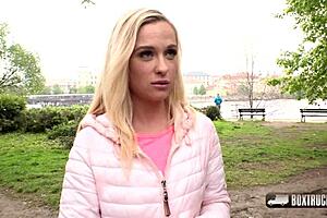 Crystal Caytlin, a blonde beauty enjoys having sex in public places