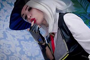 Ashe from Overwatch in hardcore cosplay with a big dick and anal scene
