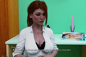 Hentai game with busty redhead and monster cock action