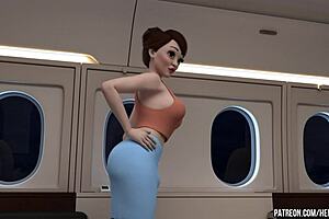 A big cock in a 3D cartoon makes a futa MILF squirt while fucking her tight ass