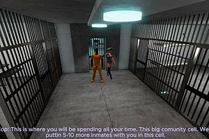 3DXChat roleplay: Big tits and big black cock in prison story