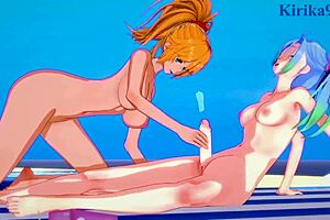 Intense futanari action in various anime and cartoon styles