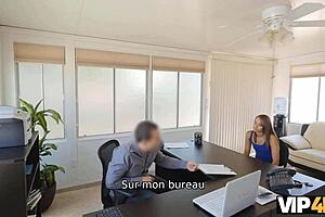 Small-boobed American teen gets off in office web chat