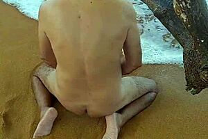 Ladysilva's hot beach scene with amateur gay action