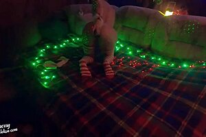 Sloppy Christmas MILF gets hard cock deepthroat and anal